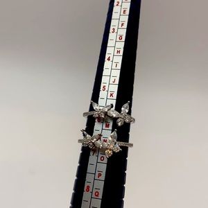 Sterling silver butterfly ring Diamond CZ women sizes 6-7